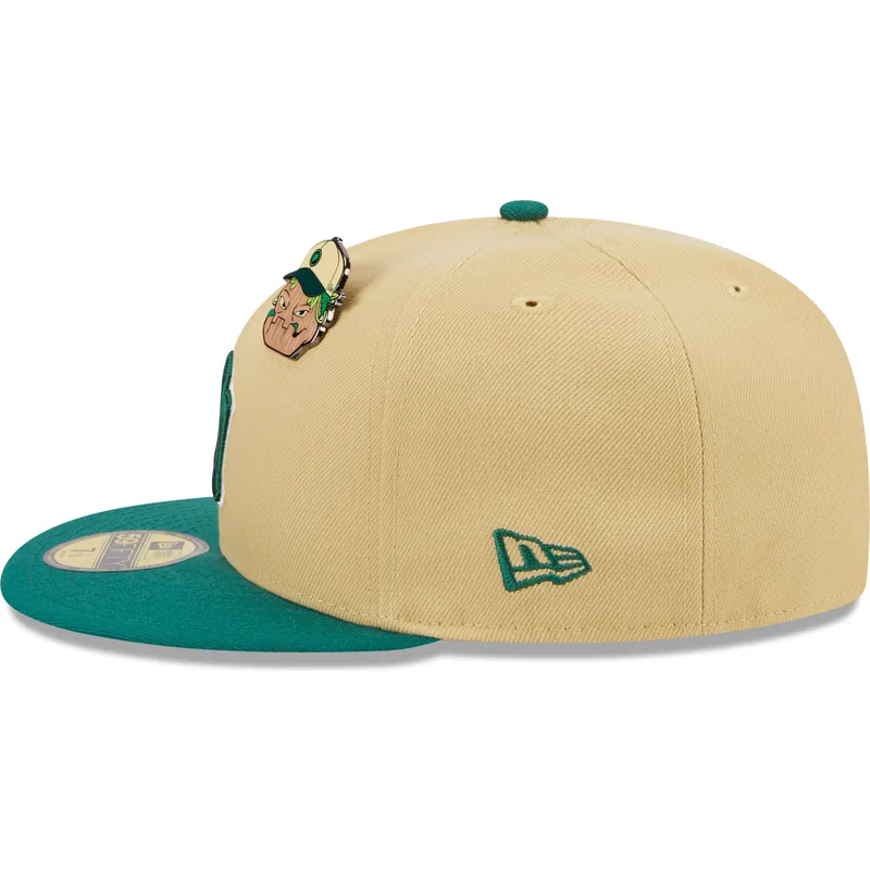 flad-beige-og-gron-fitted-kasket-59fifty-the-elements-earth-pin-fra-new-york-yankees-mlb-fra-new-era