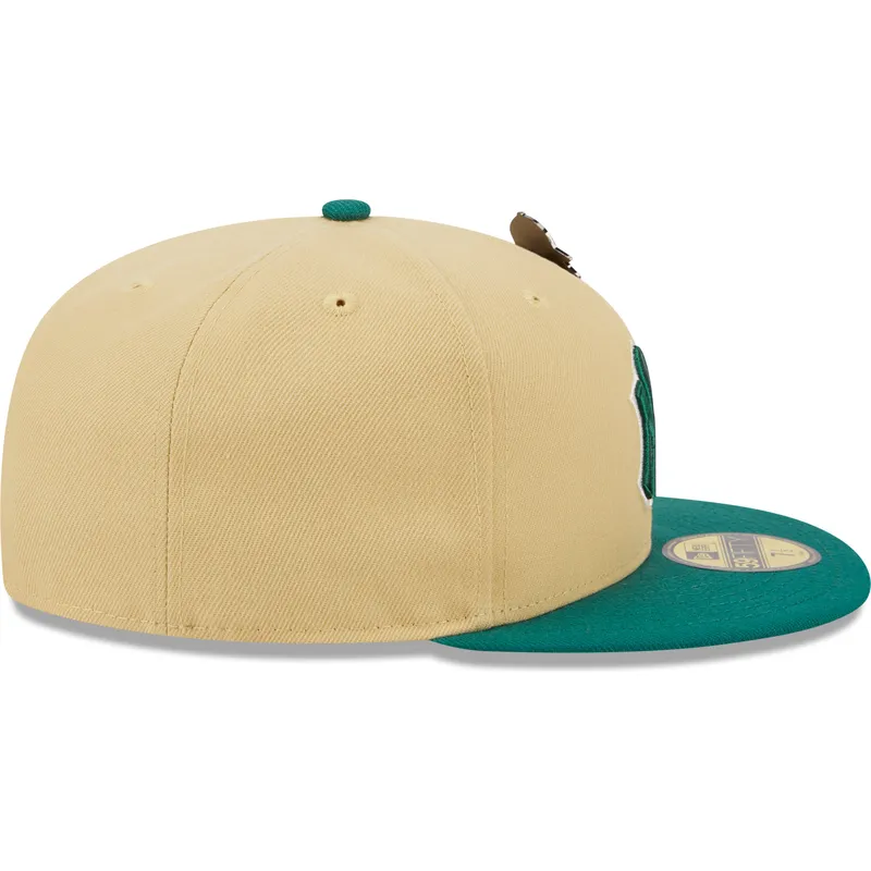 flad-beige-og-gron-fitted-kasket-59fifty-the-elements-earth-pin-fra-new-york-yankees-mlb-fra-new-era