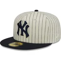 kasketter-flad-beige-tilpasset-59fifty-retro-script-fra-new-york-yankees-mlb-af-new-era