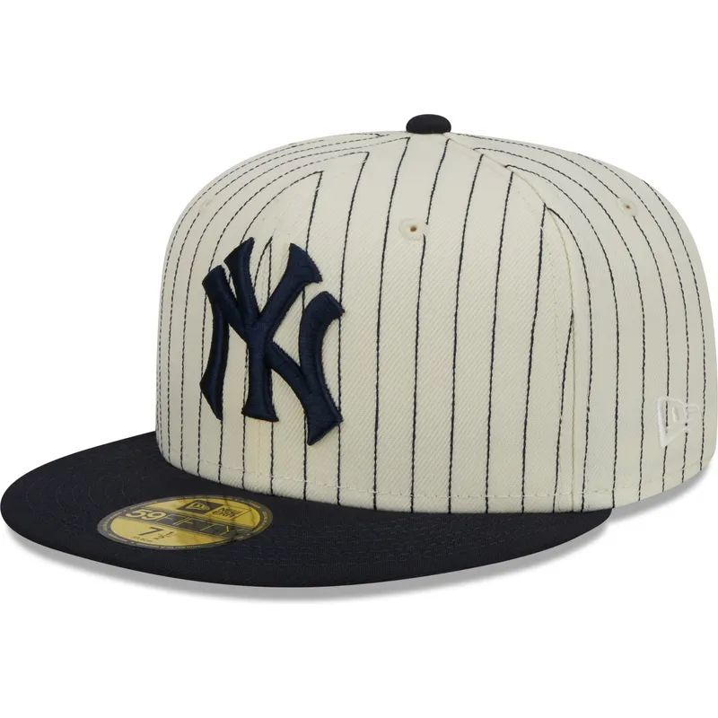 kasketter-flad-beige-tilpasset-59fifty-retro-script-fra-new-york-yankees-mlb-af-new-era