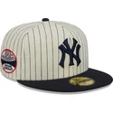 kasketter-flad-beige-tilpasset-59fifty-retro-script-fra-new-york-yankees-mlb-af-new-era