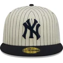 kasketter-flad-beige-tilpasset-59fifty-retro-script-fra-new-york-yankees-mlb-af-new-era