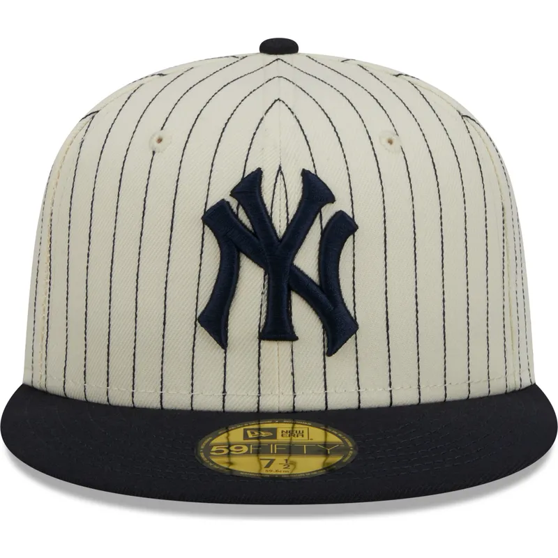 kasketter-flad-beige-tilpasset-59fifty-retro-script-fra-new-york-yankees-mlb-af-new-era