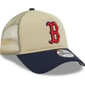 beige-og-marinebla-9forty-a-frame-all-day-trucker-kasket-fra-boston-red-sox-mlb-af-new-era