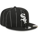 kasketter-flad-sort-snapback-9fifty-pinstripe-visor-clip-fra-chicago-white-sox-mlb-af-new-era