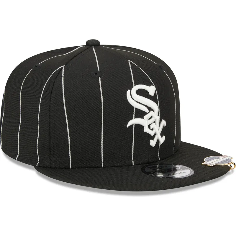 kasketter-flad-sort-snapback-9fifty-pinstripe-visor-clip-fra-chicago-white-sox-mlb-af-new-era