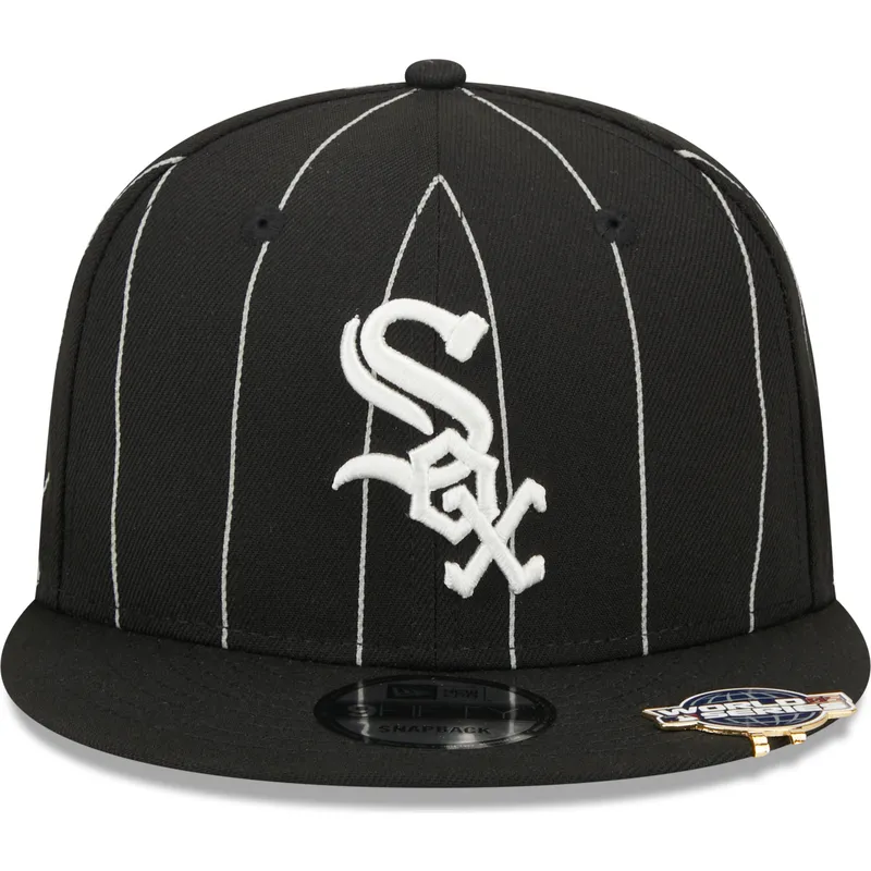 kasketter-flad-sort-snapback-9fifty-pinstripe-visor-clip-fra-chicago-white-sox-mlb-af-new-era