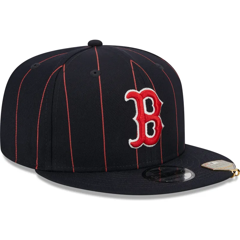 marinebla-flat-snapback-kasket-9fifty-pinstripe-visor-clip-fra-boston-red-sox-mlb-fra-new-era