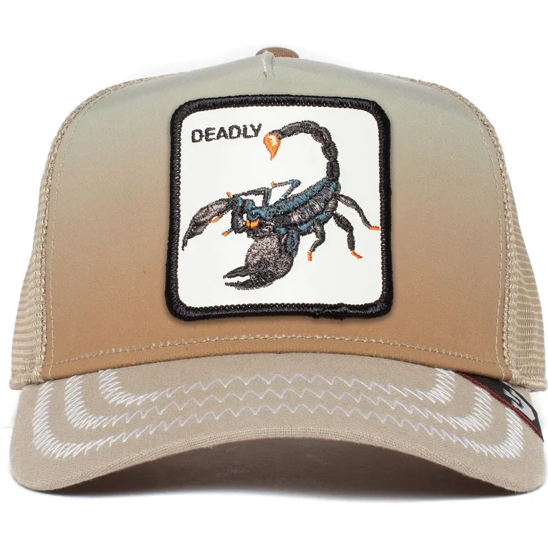 beige-trucker-kasket-skorpion-deadly-get-over-here-the-farm-fra-goorin-bros