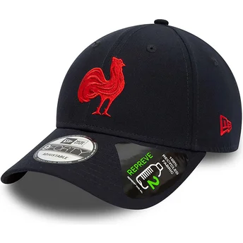 marinebla-justerbar-buet-cap-med-rodt-logo-9forty-repreve-team-colour-fra-french-rugby-federation-ffr-fra-new-era