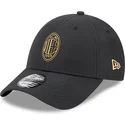 sort-justerbar-curved-kasket-med-gyldent-logo-9forty-fra-ac-milan-serie-a-fra-new-era