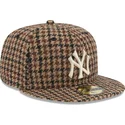 kasketter-flad-brun-tilpasset-59fifty-harris-tweed-fra-new-york-yankees-mlb-af-new-era