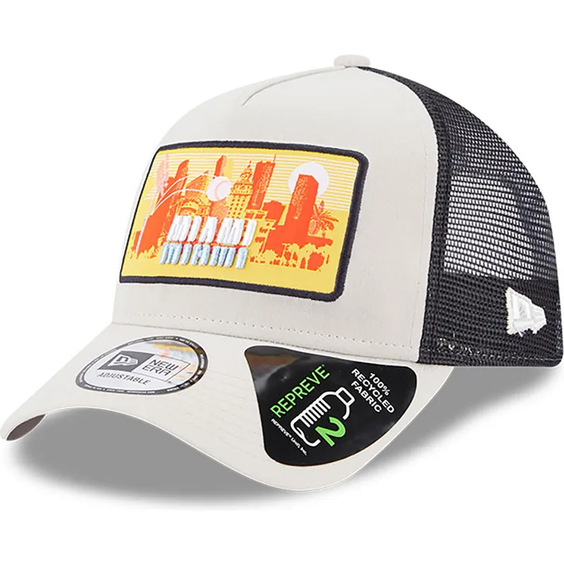 kasketter-buet-beige-snapback-a-frame-repreve-license-plate-fra-miami-af-new-era