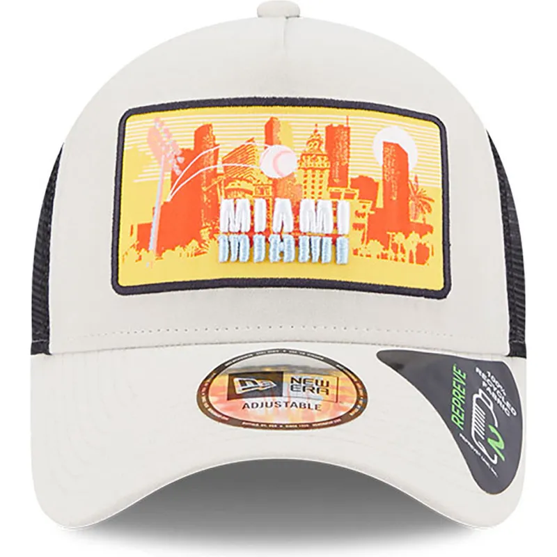 kasketter-buet-beige-snapback-a-frame-repreve-license-plate-fra-miami-af-new-era