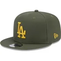 gron-flad-snapback-kasket-med-gul-los-angeles-dodgers-mlb-logo-9fifty-side-patch-fra-new-era