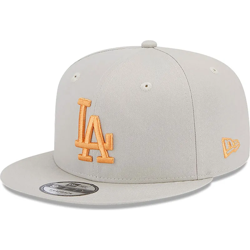 kasketter-flad-beige-snapback-9fifty-side-patch-fra-los-angeles-dodgers-mlb-af-new-era