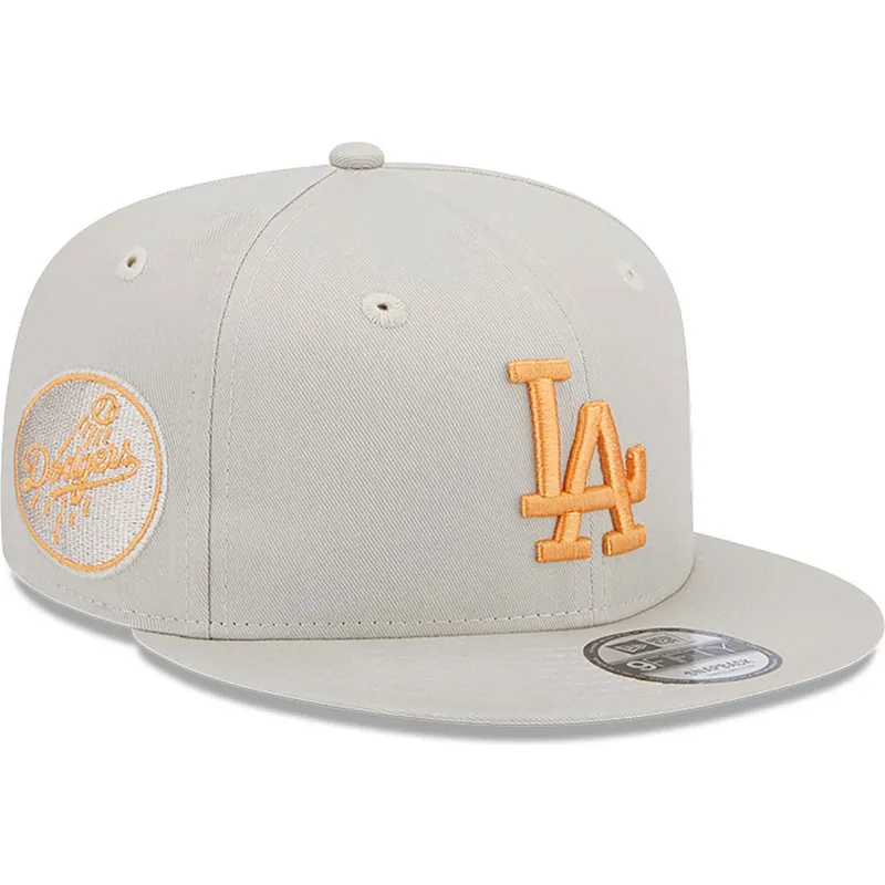 kasketter-flad-beige-snapback-9fifty-side-patch-fra-los-angeles-dodgers-mlb-af-new-era