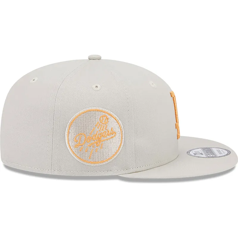 kasketter-flad-beige-snapback-9fifty-side-patch-fra-los-angeles-dodgers-mlb-af-new-era