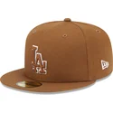 kasketter-flad-brun-tilpasset-59fifty-team-outline-fra-los-angeles-dodgers-mlb-af-new-era