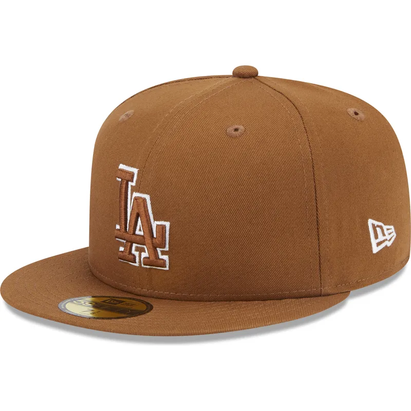 kasketter-flad-brun-tilpasset-59fifty-team-outline-fra-los-angeles-dodgers-mlb-af-new-era