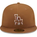 kasketter-flad-brun-tilpasset-59fifty-team-outline-fra-los-angeles-dodgers-mlb-af-new-era