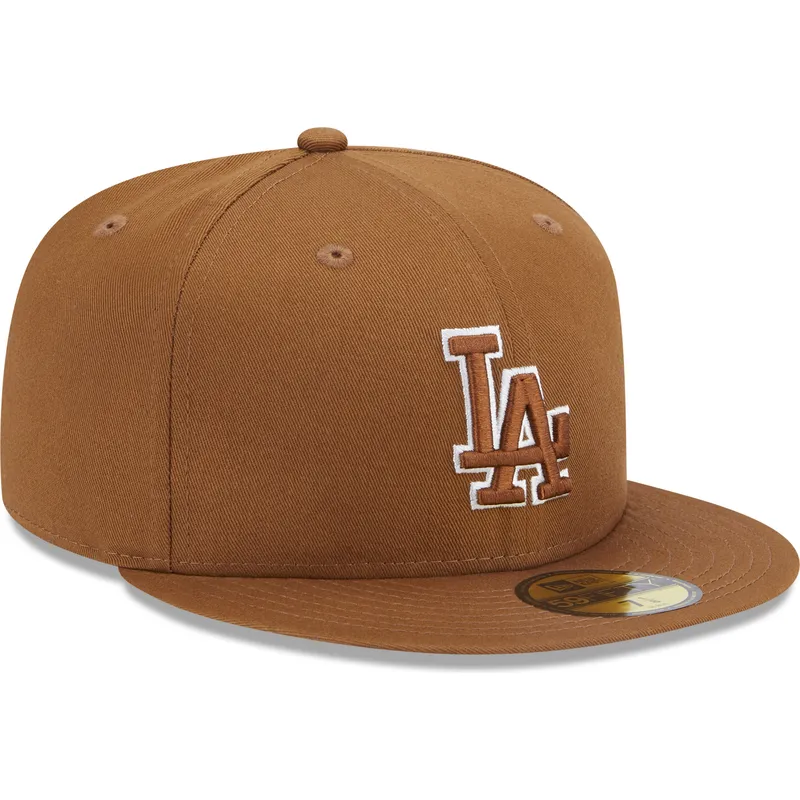 kasketter-flad-brun-tilpasset-59fifty-team-outline-fra-los-angeles-dodgers-mlb-af-new-era