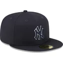 kasketter-flad-marinebla-tilpasset-59fifty-team-outline-fra-new-york-yankees-mlb-af-new-era