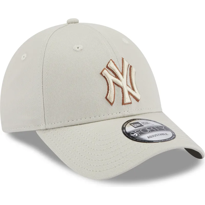 kasketter-buet-beige-justerbar-rem-9forty-team-outline-fra-new-york-yankees-mlb-af-new-era