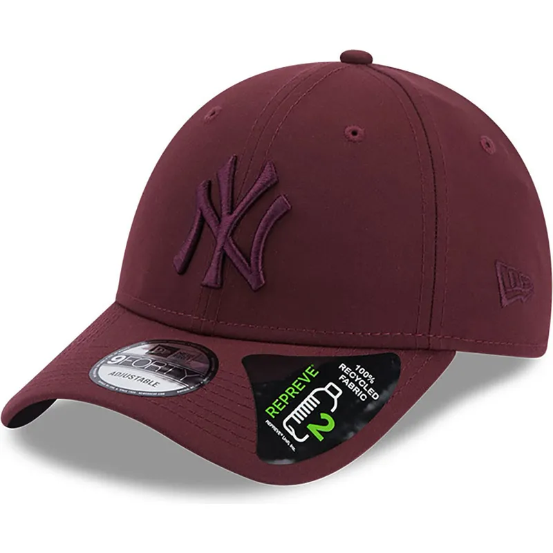 kasketter-buet-rod-justerbar-rem-granate-granate-9forty-repreve-fra-new-york-yankees-mlb-af-new-era kasketter-buet-rod-justerbar-rem-granate-granate-9forty-repreve-fra-new-york-yankees-mlb-af-new-era