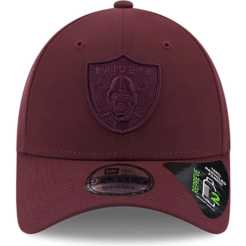 kasketter-buet-rod-justerbar-rem-granate-granate-9forty-repreve-fra-las-vegas-raiders-nfl-af-new-era
