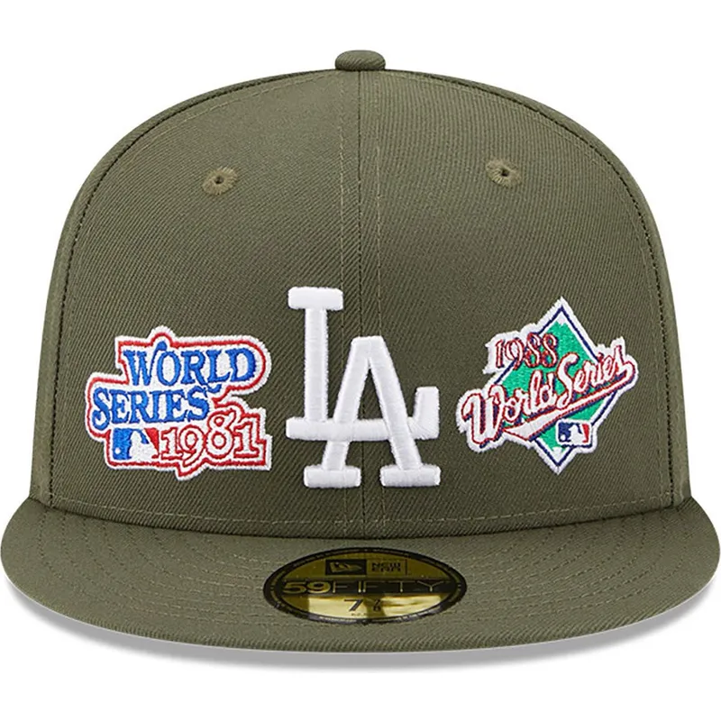 kasketter-flad-gron-tilpasset-59fifty-world-series-fra-los-angeles-dodgers-mlb-af-new-era