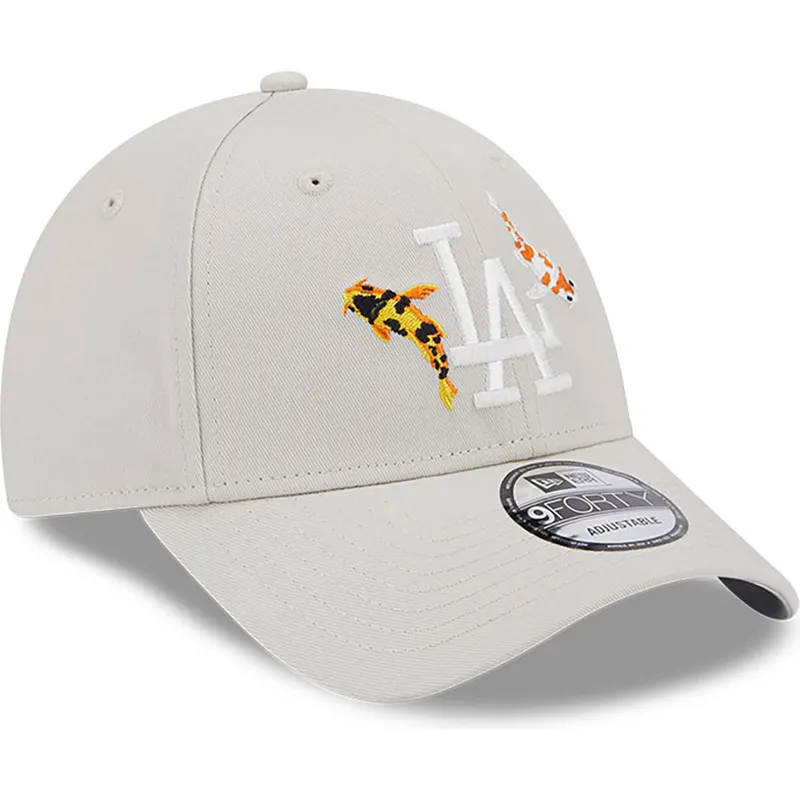 kasketter-buet-beige-justerbar-rem-9forty-koi-fish-fra-los-angeles-dodgers-mlb-af-new-era