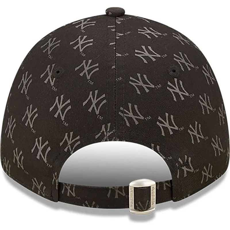 sort-justerbar-curved-kasket-9forty-monogram-fra-new-york-yankees-mlb-fra-new-era
