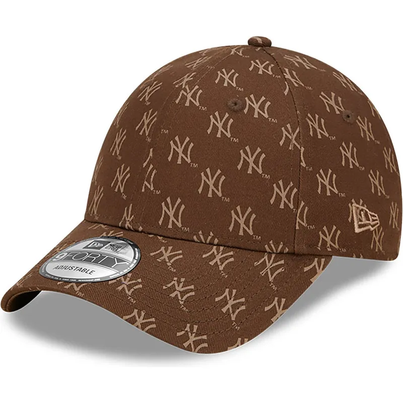 kasketter-buet-brun-justerbar-rem-9forty-monogram-fra-new-york-yankees-mlb-af-new-era kasketter-buet-brun-justerbar-rem-9forty-monogram-fra-new-york-yankees-mlb-af-new-era