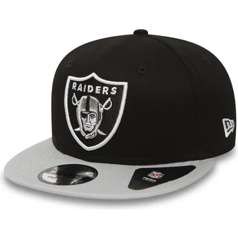 las-vegas-raiders-nfl-gra-snapback-9fifty-cotton-block-flad-kasket-fra-new-era