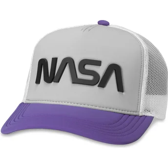 Gorra trucker grå, hvid og violet snapback NASA Riptide Valin fra American Needle
