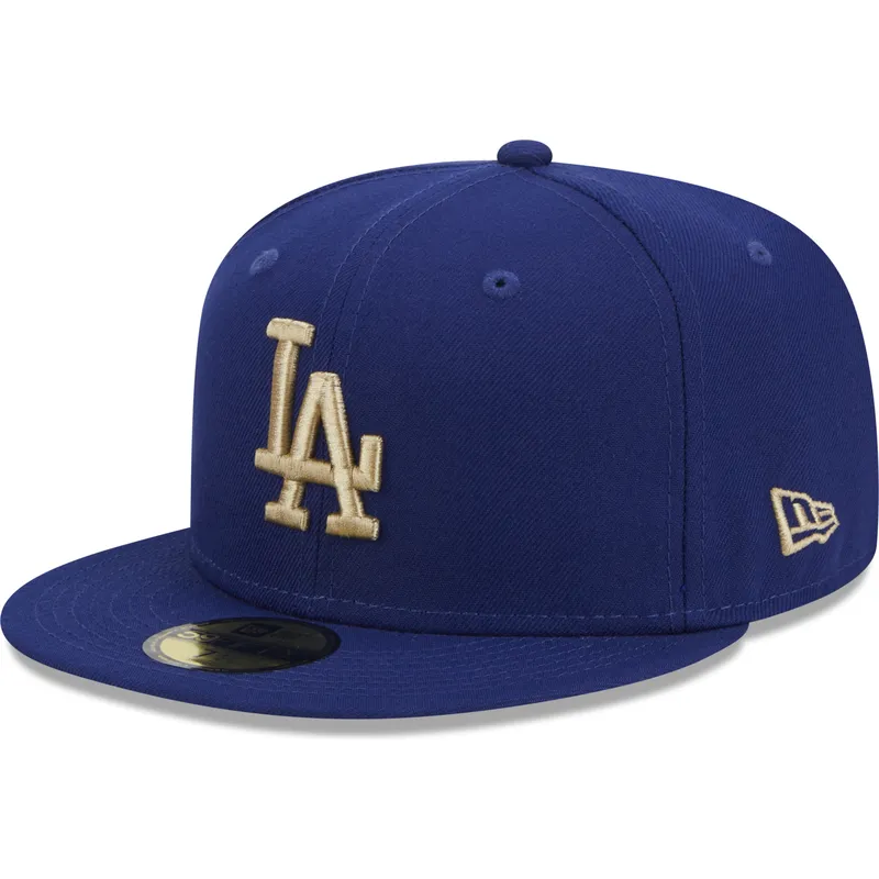 kasketter-flad-bla-tilpasset-59fifty-laurel-sidepatch-fra-los-angeles-dodgers-mlb-af-new-era