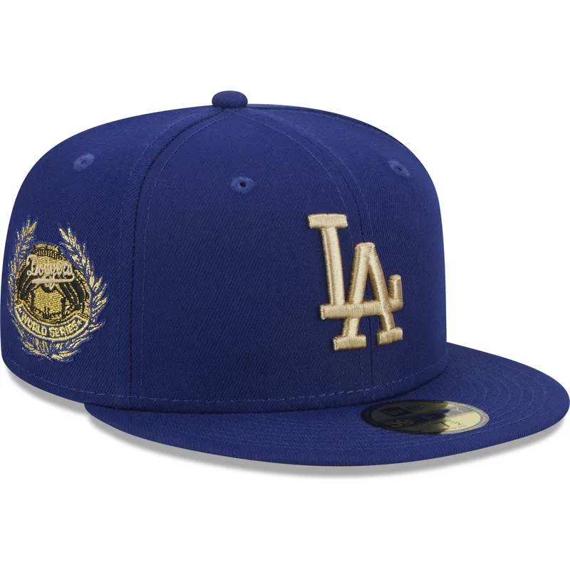 kasketter-flad-bla-tilpasset-59fifty-laurel-sidepatch-fra-los-angeles-dodgers-mlb-af-new-era
