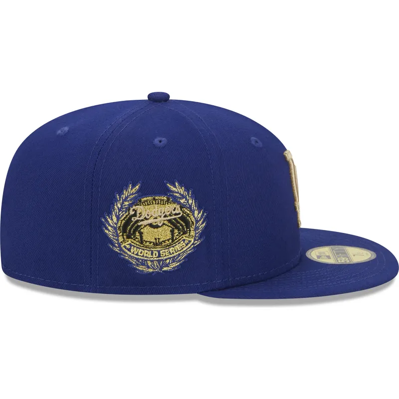kasketter-flad-bla-tilpasset-59fifty-laurel-sidepatch-fra-los-angeles-dodgers-mlb-af-new-era