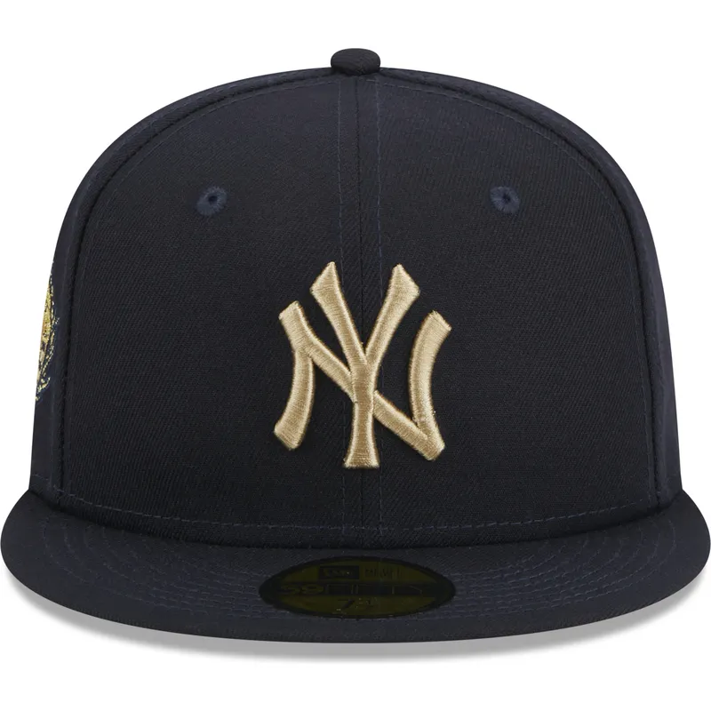 kasketter-flad-marinebla-tilpasset-59fifty-laurel-sidepatch-fra-new-york-yankees-mlb-af-new-era