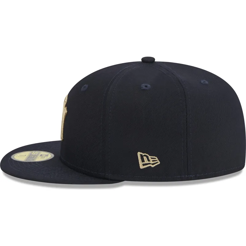 kasketter-flad-marinebla-tilpasset-59fifty-laurel-sidepatch-fra-new-york-yankees-mlb-af-new-era