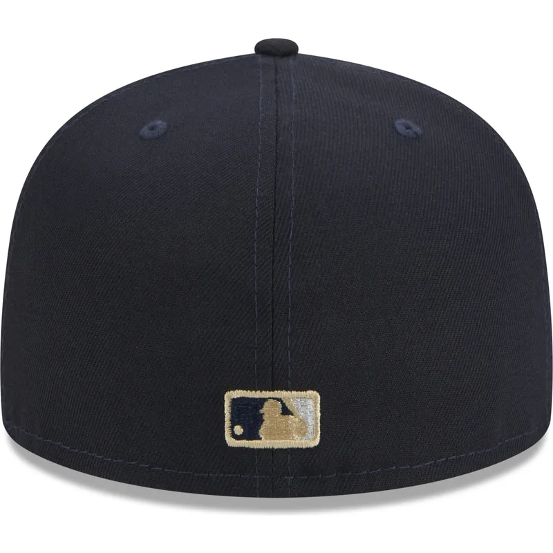 kasketter-flad-marinebla-tilpasset-59fifty-laurel-sidepatch-fra-new-york-yankees-mlb-af-new-era