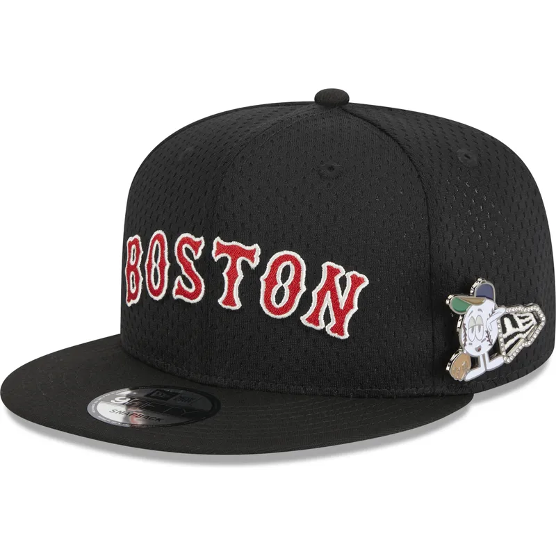 sort-flad-snapback-9fifty-post-up-pin-kasket-fra-boston-red-sox-mlb-af-new-era