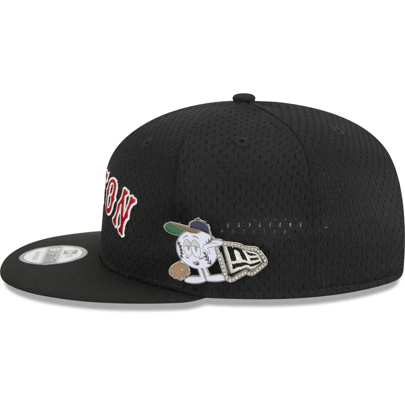 sort-flad-snapback-9fifty-post-up-pin-kasket-fra-boston-red-sox-mlb-af-new-era