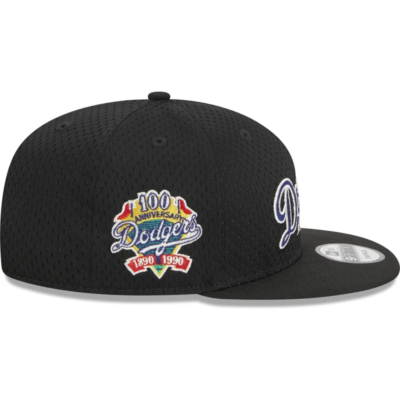 flad-sort-snapback-9fifty-post-up-pin-kasket-fra-los-angeles-dodgers-mlb-af-new-era