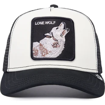 hvid-og-sort-trucker-kasket-med-ulv-the-lone-wolf-the-farm-fra-goorin-bros
