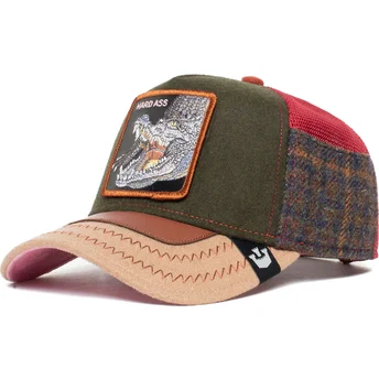 trucker-kasket-gron-og-brun-krokodille-trunchbull-ass-play-the-farm-fra-goorin-bros