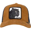 trucker-kasket-brun-og-marinebla-panter-panther-panthuroy-corduroy-the-farm-fra-goorin-bros