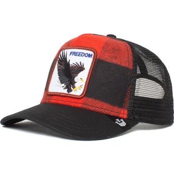 trucker-kasket-rod-og-sort-orn-freedom-ski-free-the-farm-fra-goorin-bros
