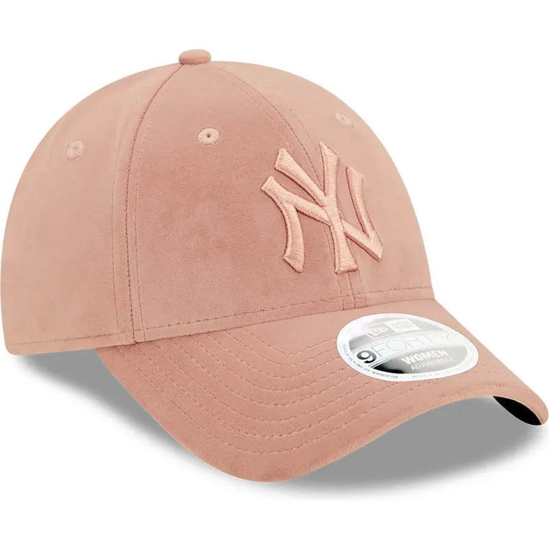 new-era-new-york-yankees-mlb-9forty-velour-justerbar-lyserod-buet-kasket-med-lyserodt-logo-til-kvinder